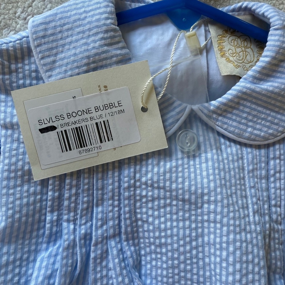 NEW The‎ Beaufort Bonnet Company Boone Bubble 12/18M Breakers Blue Seersucker - Picture 4 of 10